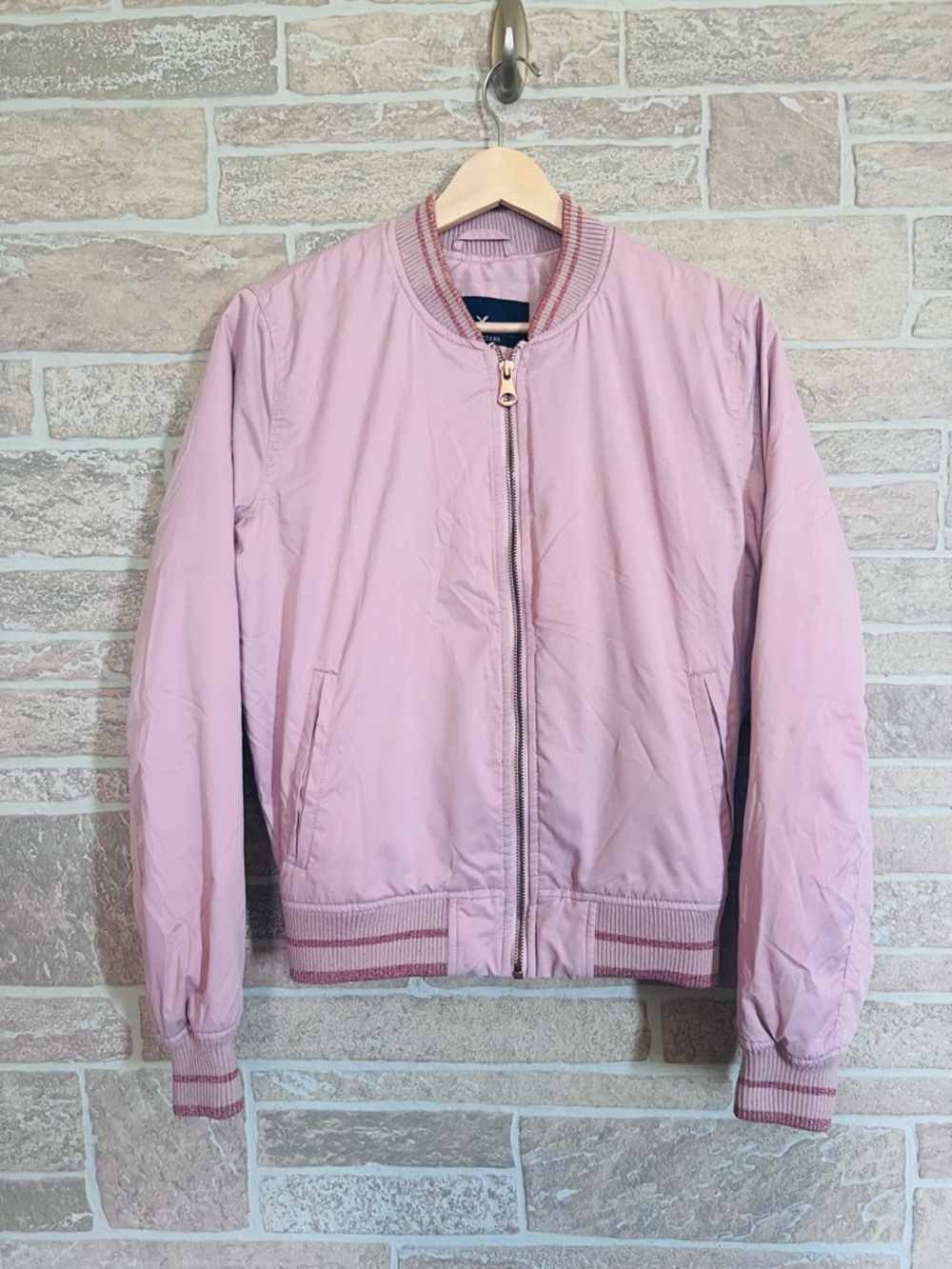 American Eagle Rose Gold Bomber Jacket